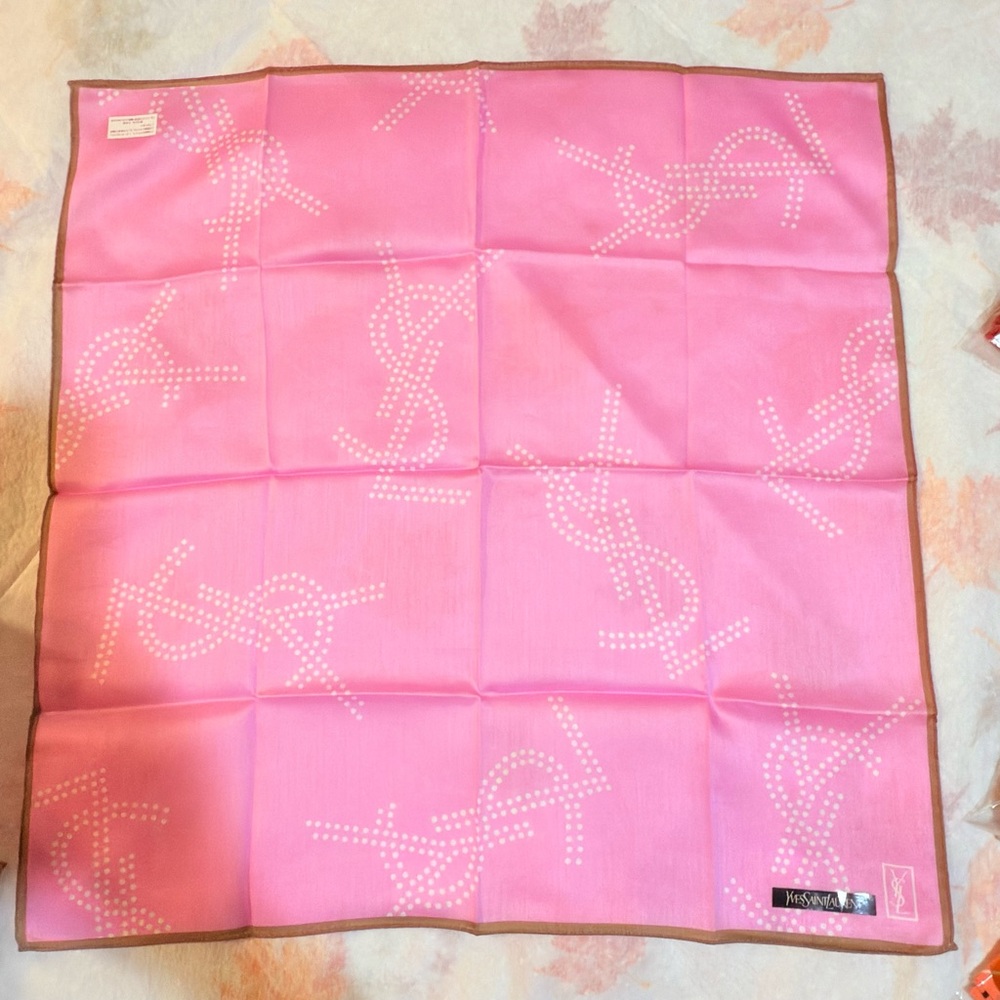 Saint Laurent Pink Scarf handkerchief cotton